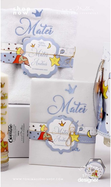 Trusou de botez cu broderie personalizata pentru baieti, Micul print, Le petit prince  6